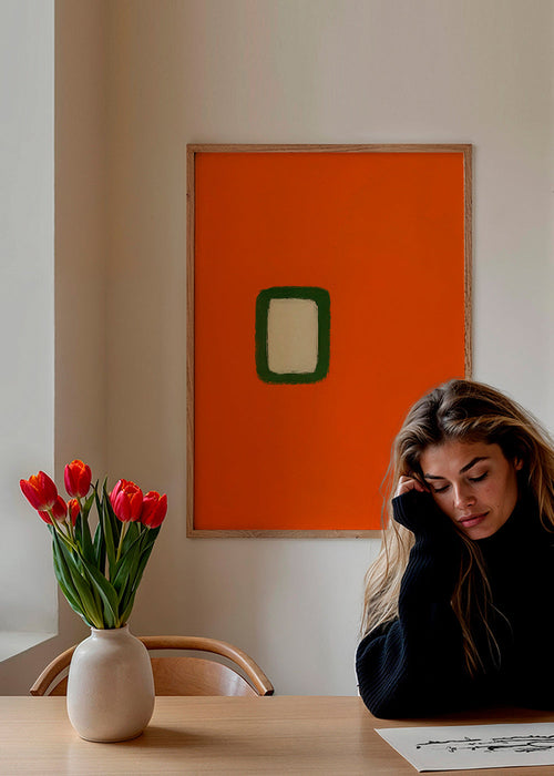 Minimalistisch oranje paneel met groene kern – Product1