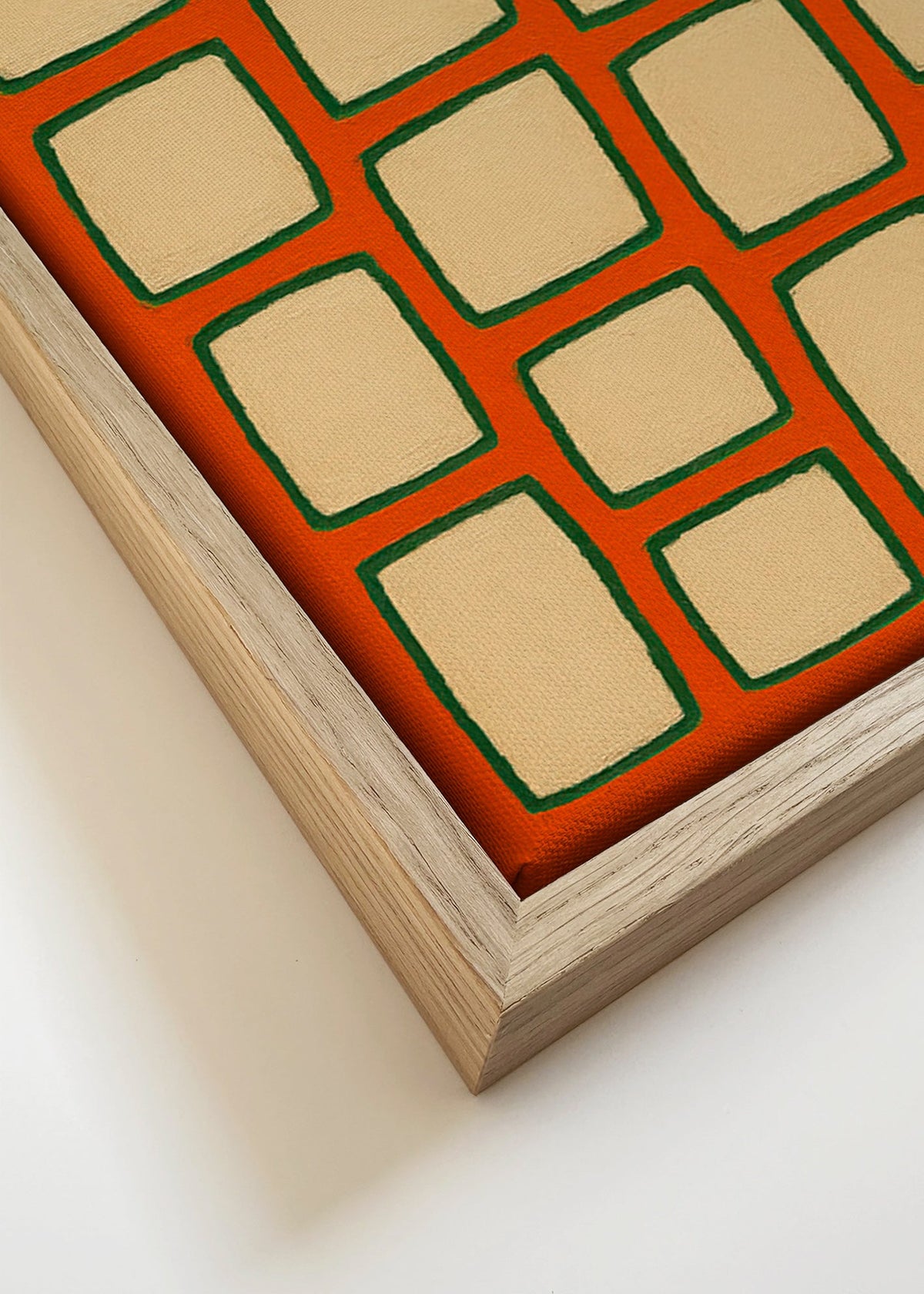 Geometrisch raster kunstwerk terracotta – Canvas detail