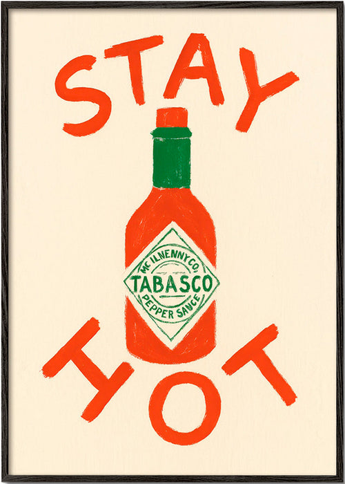 Keuken kunst Stay Hot geïllustreerde fles – Black Frame