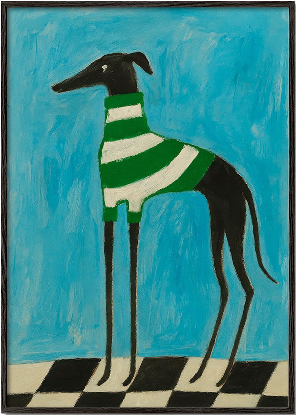 Gestileerde hond met groene strepen – Black Frame