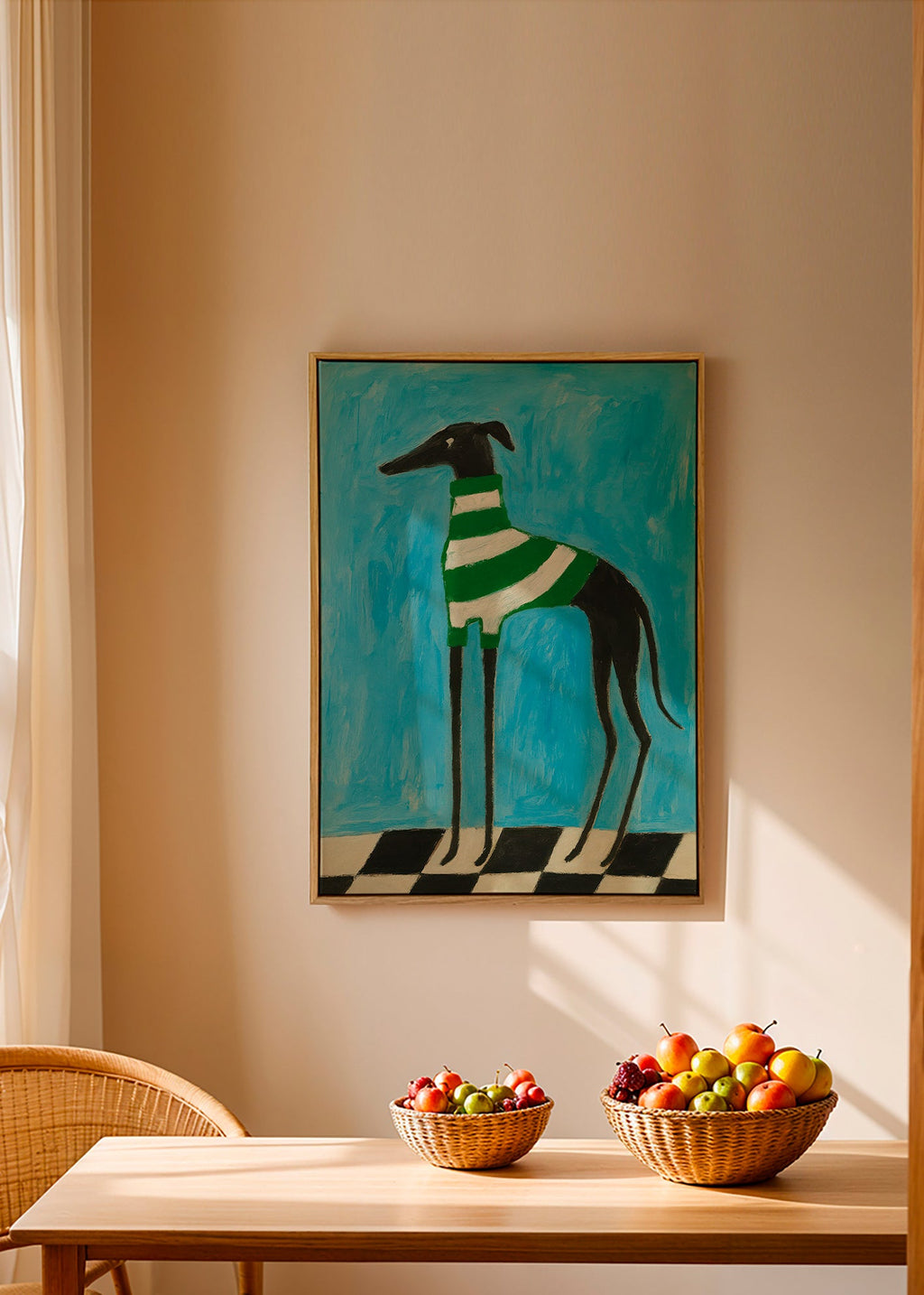 Gestileerde hond met groene strepen – Canvas1