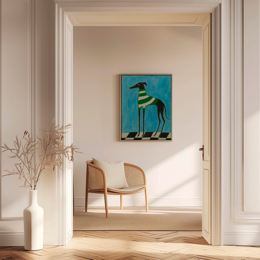 Gestileerde hond met groene strepen – Canvas2