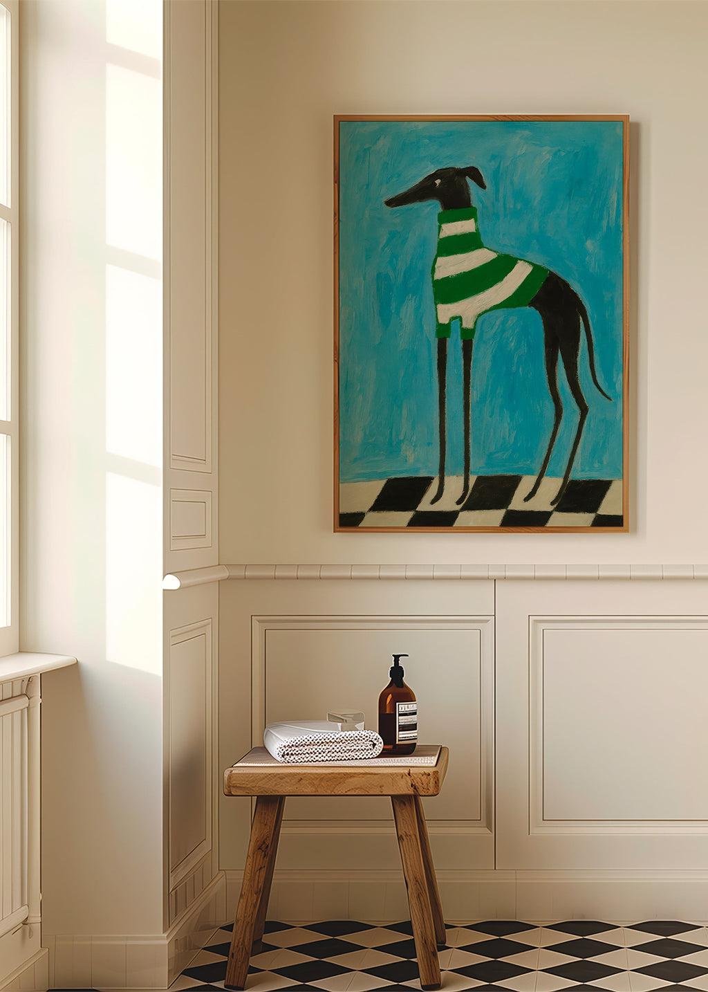 Gestileerde hond met groene strepen – Product1