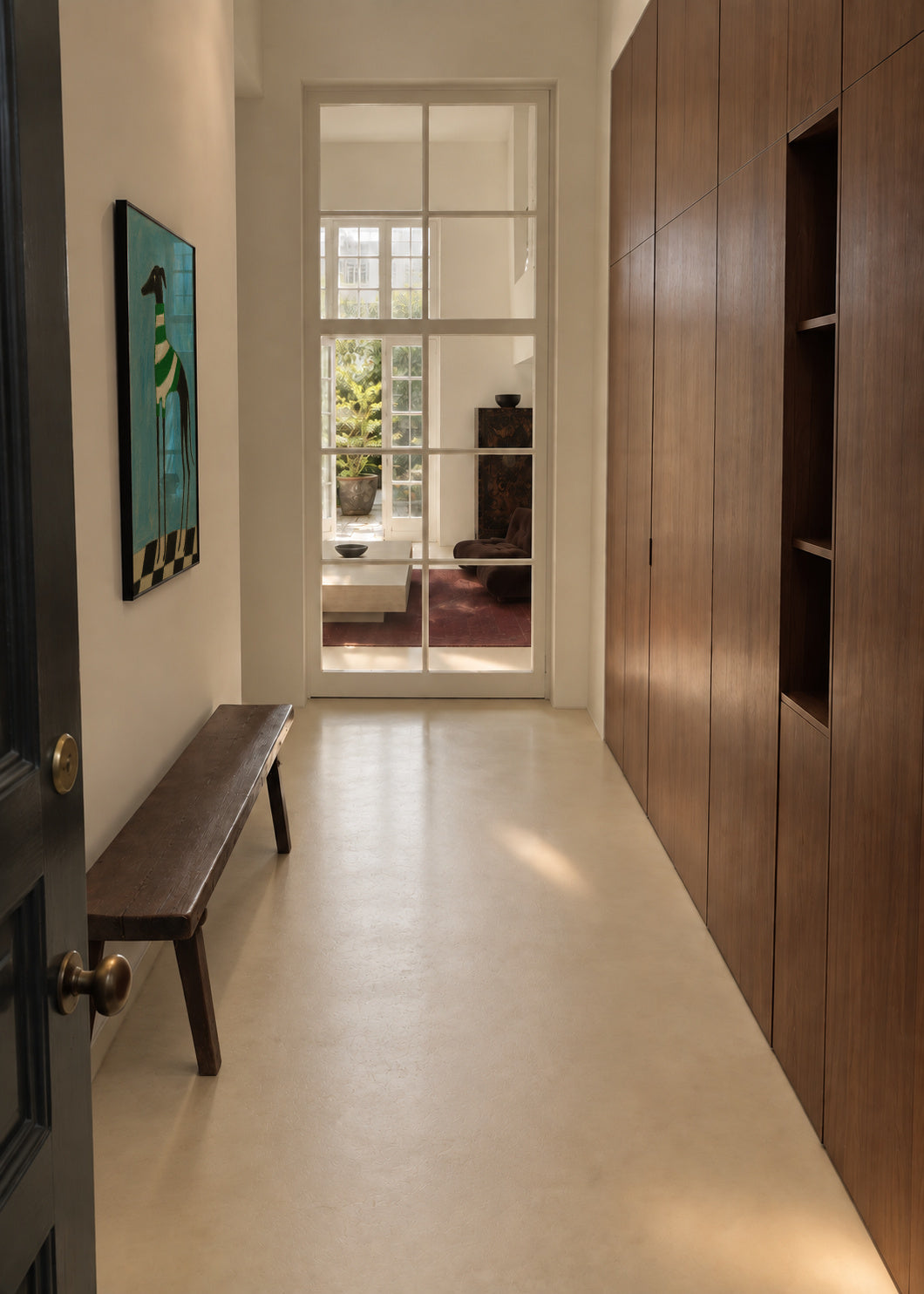 Emerald Stripes - Framed poster in an interior
