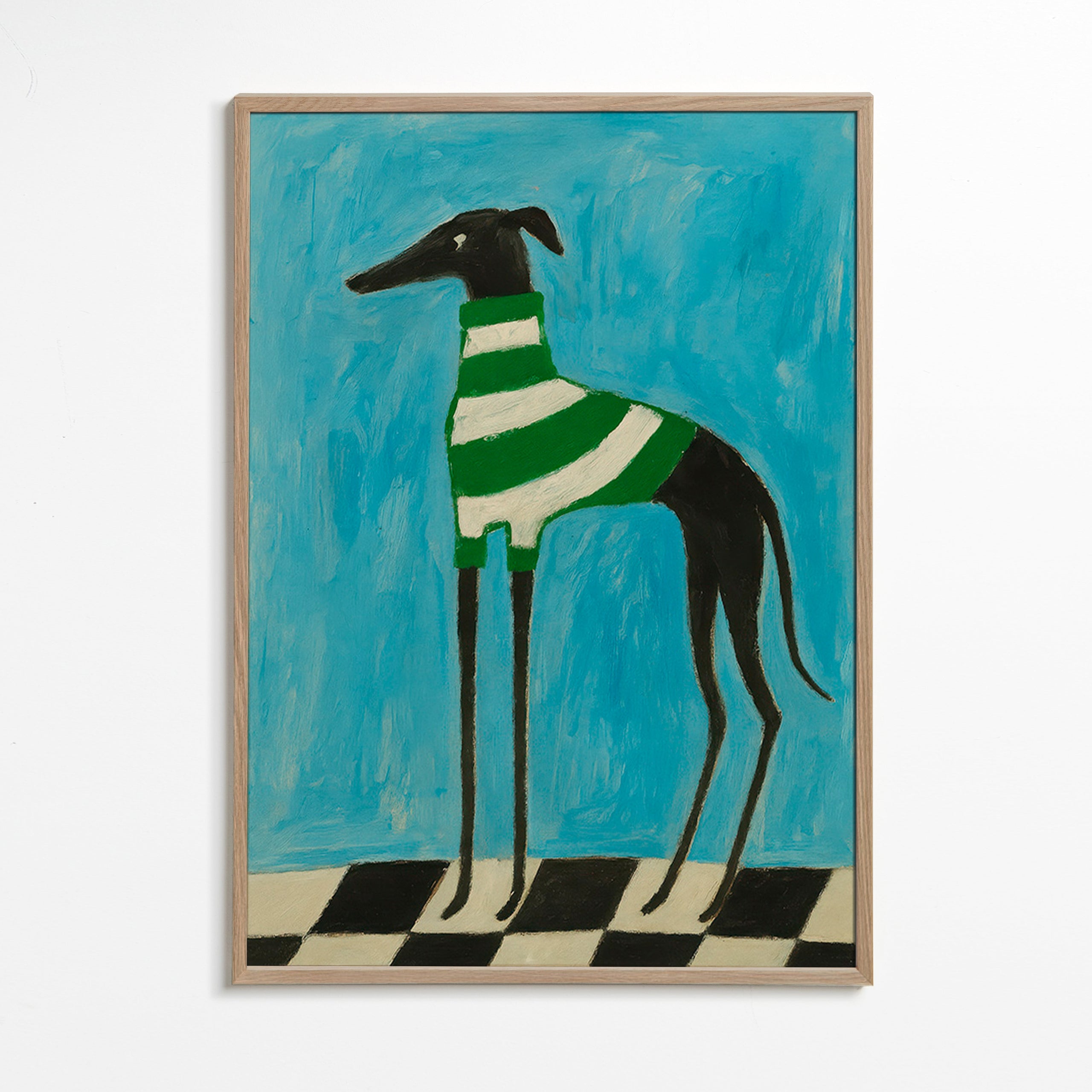 Gestileerde hond met groene strepen – Oak Frame