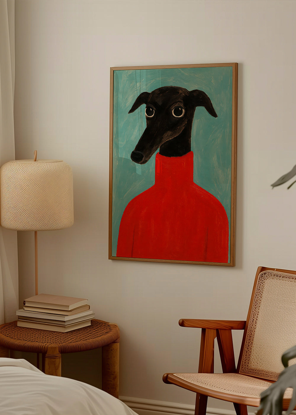 Windhondportret met rood truitje – Product2