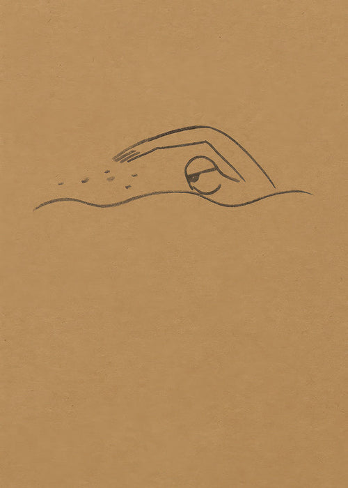 Minimalistische zwemmer illustratie op kraftpapier