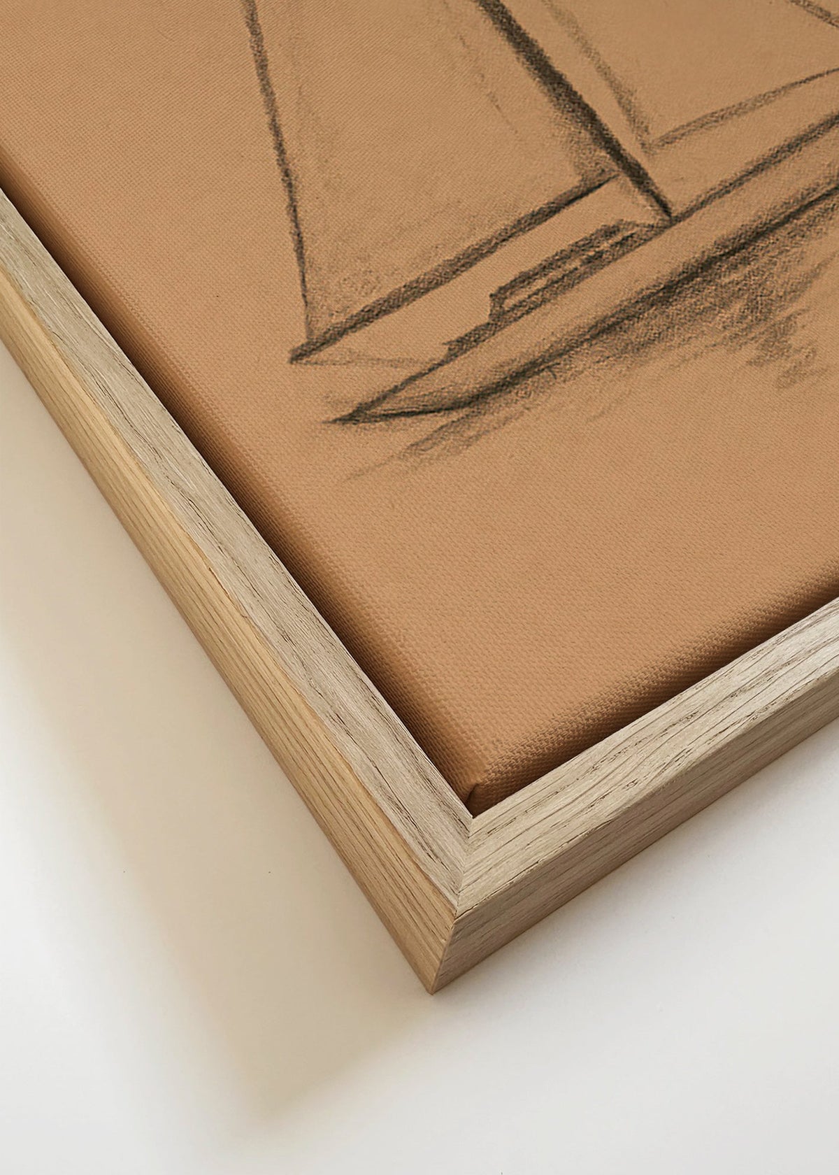Zwart-wit kunst: zeilboot schets – Canvas detail