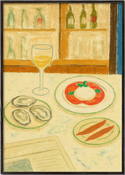 Keuken kunst: burrata en oesters in zachte schets – Black Frame