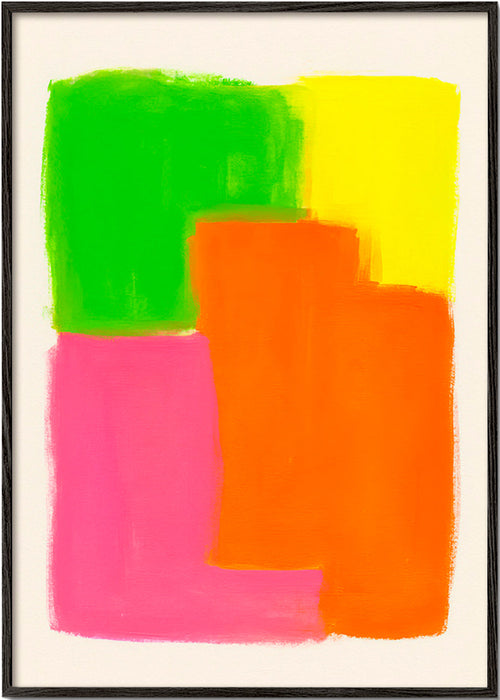 Abstract schilderij met levendige kleurvlakken – Black Frame