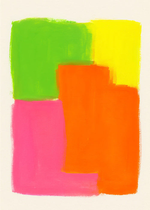 Abstract schilderij met levendige kleurvlakken