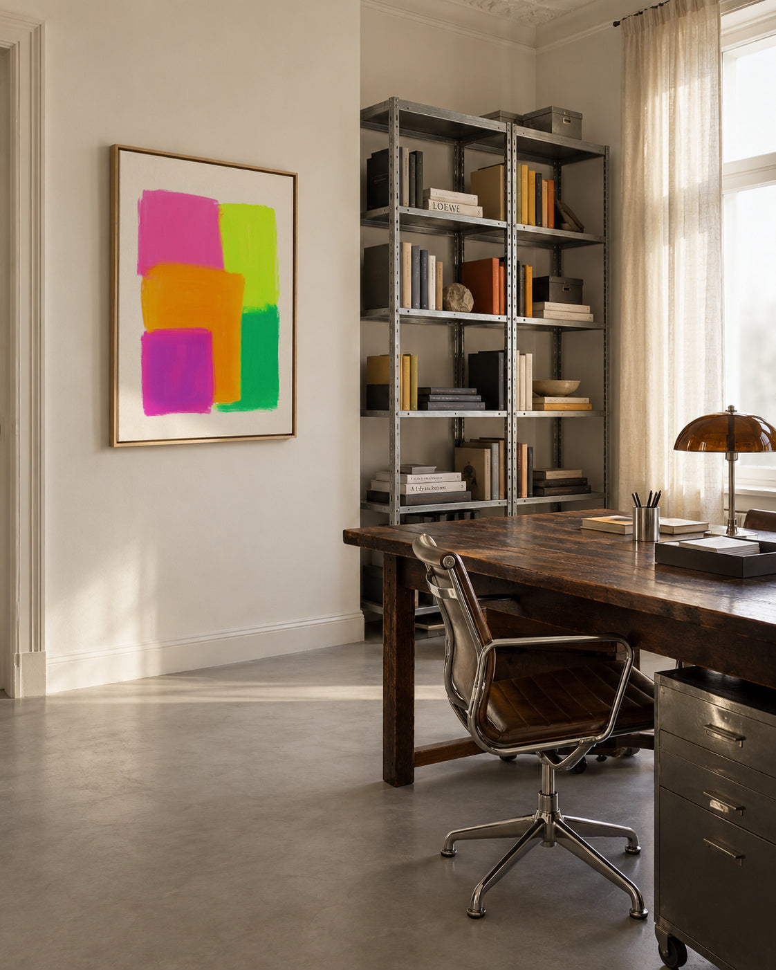 Neon Pulse II - Framed canvas in an interior