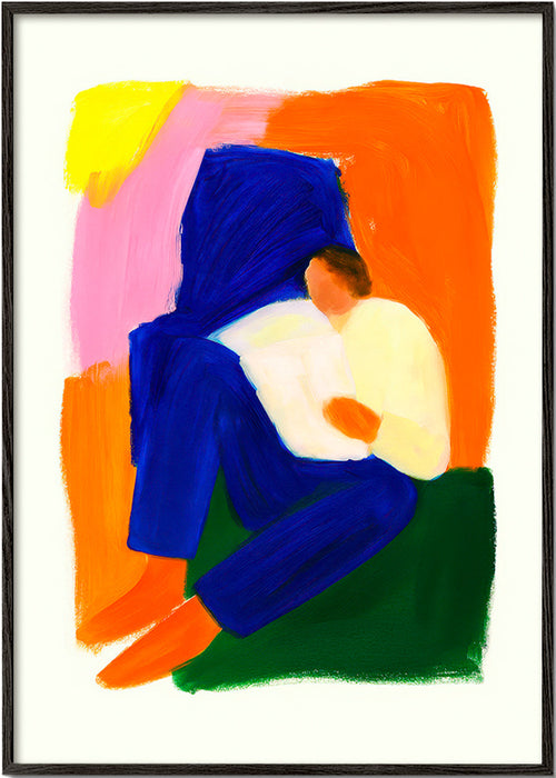 Illustratie van zittend figuur in levendige kleuren – Black Frame