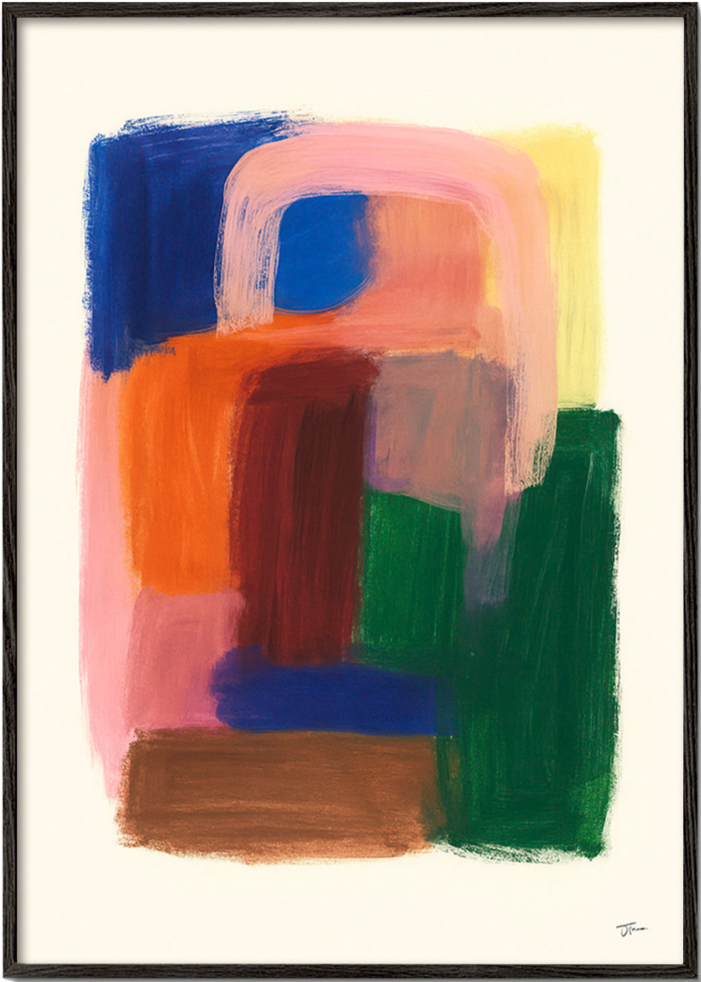 Abstract kunst met kleurrijke penseelstreken – Black Frame