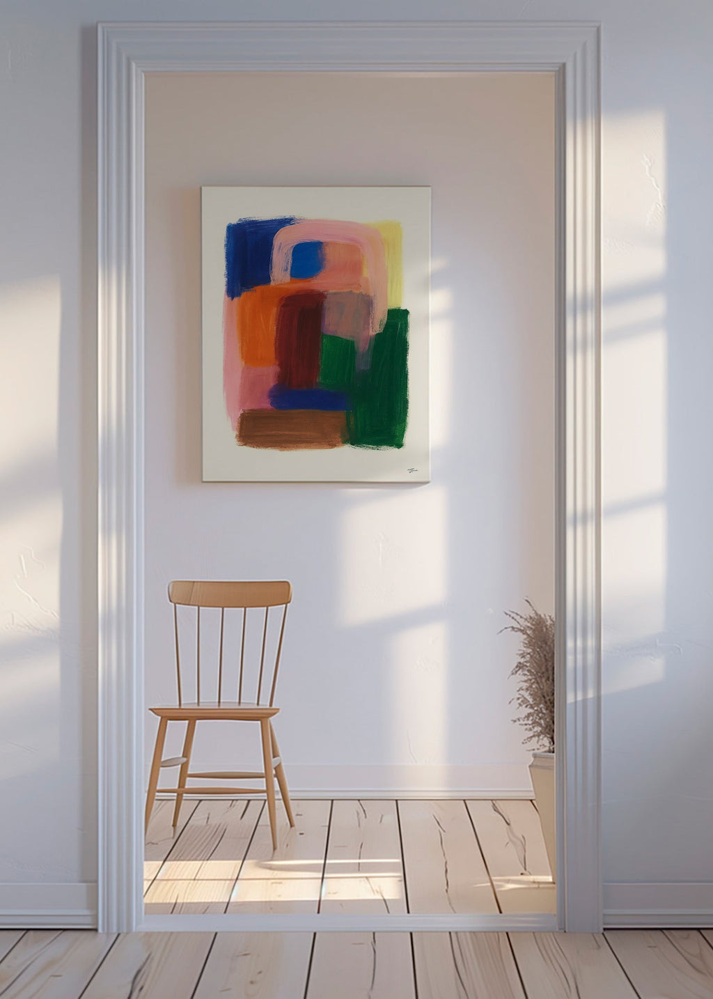 Abstract kunst met kleurrijke penseelstreken – Canvas