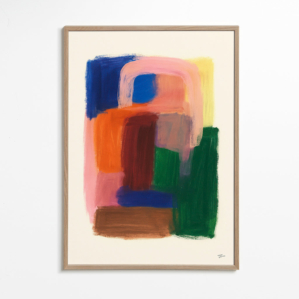 Abstract kunst met kleurrijke penseelstreken – Oak Frame