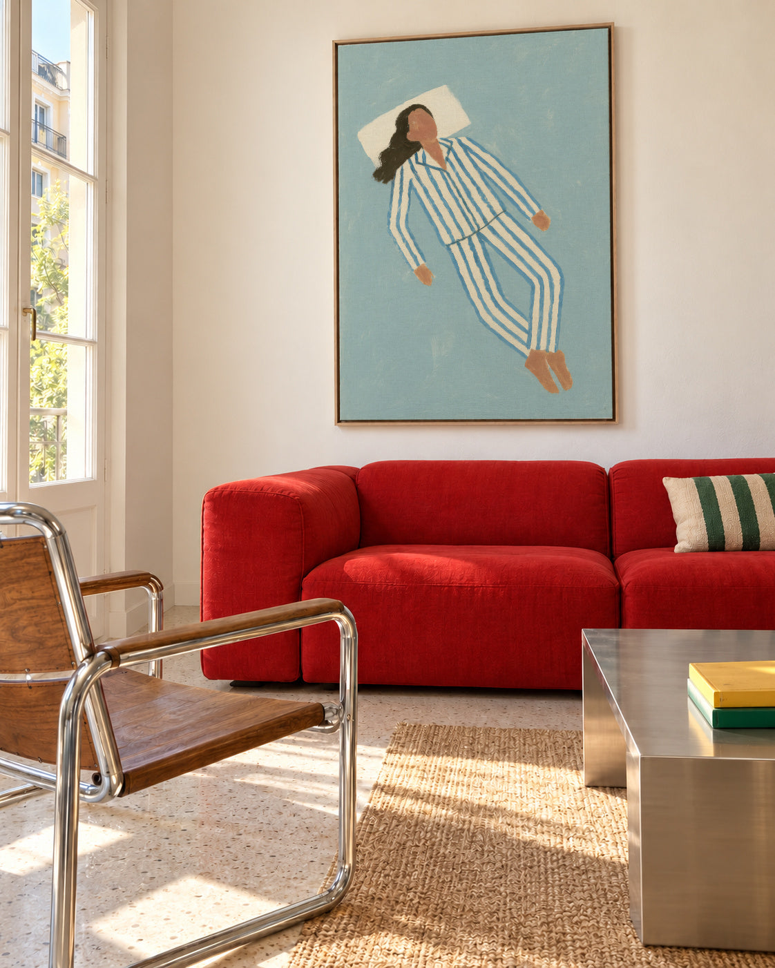 Sunday Slumber II - Framed canvas in an interior