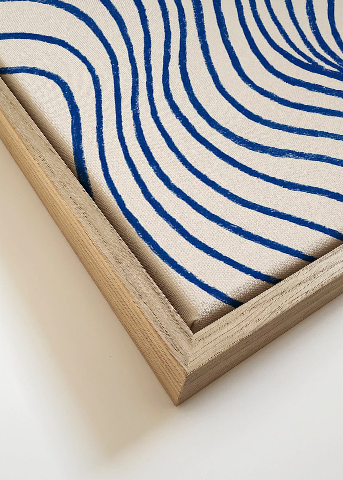 Abstracte kunst met blauwe golven – Canvas detail