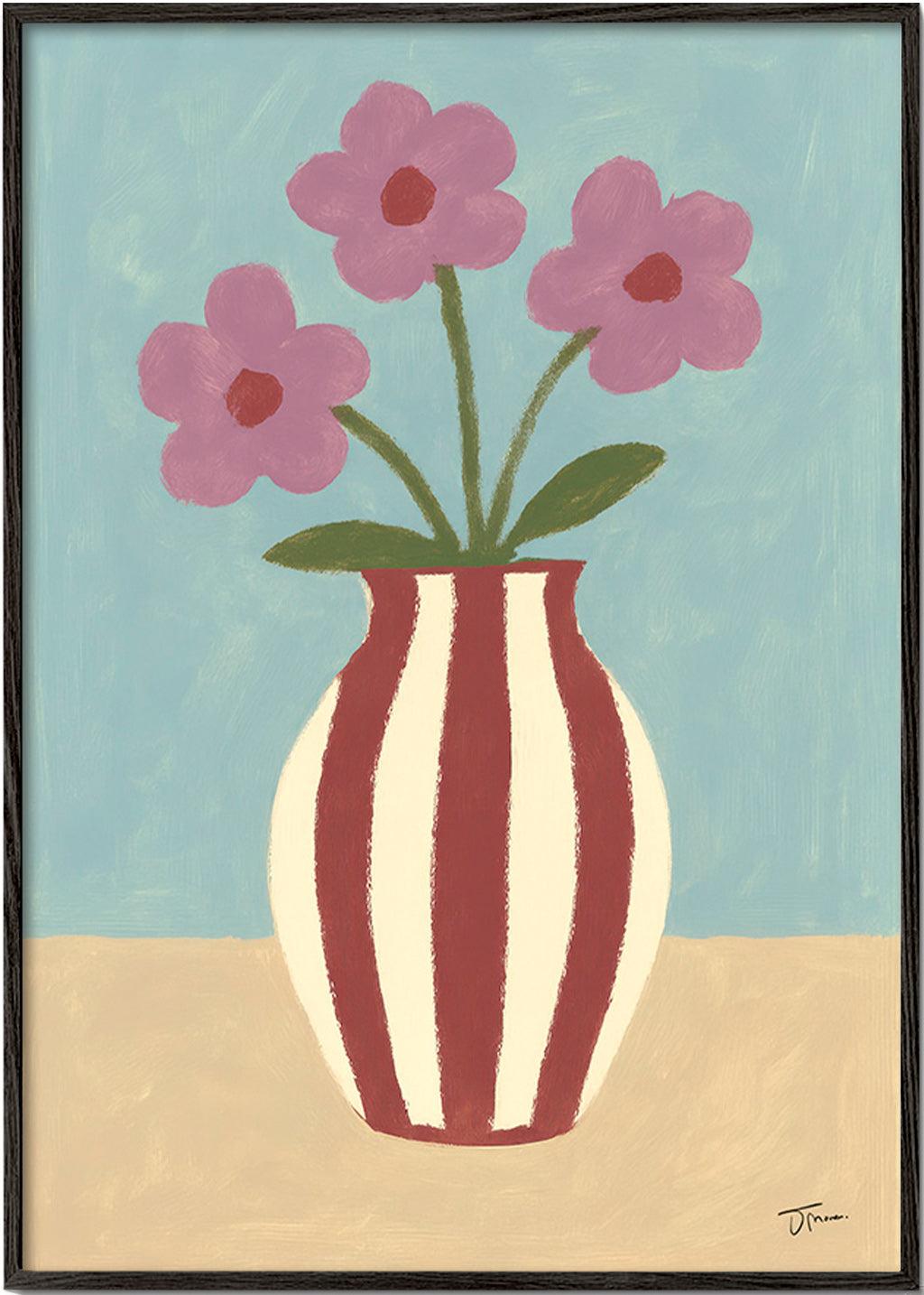 Botanische poster met vaas en bloemen – Black Frame