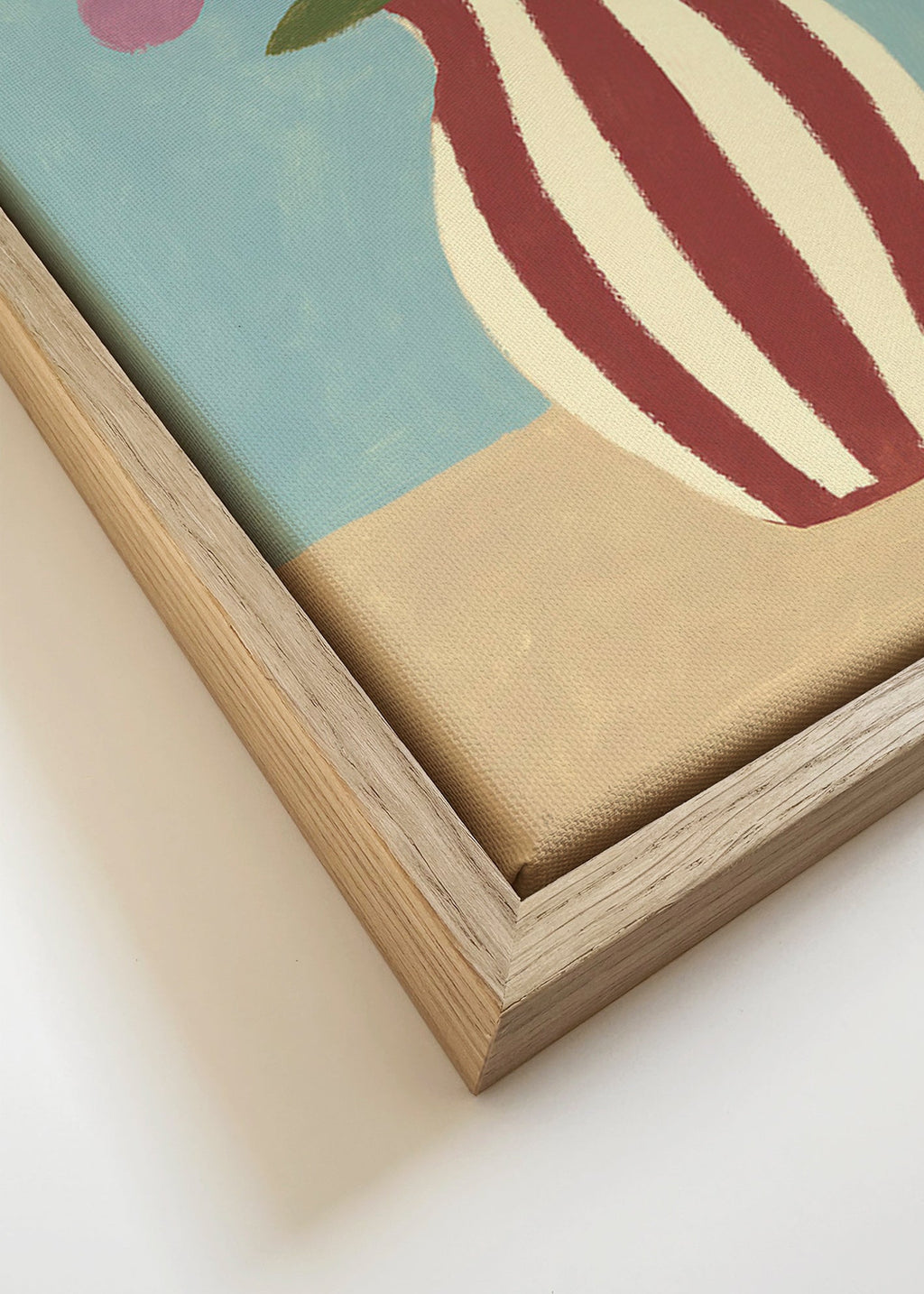 Botanische poster met vaas en bloemen – Canvas detail