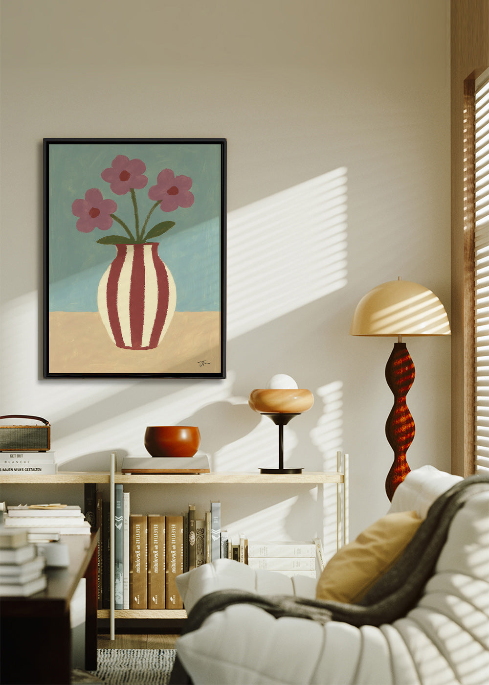 Botanische poster met vaas en bloemen – Canvas1