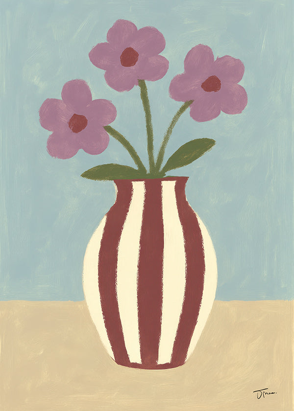 Botanische poster met vaas en bloemen