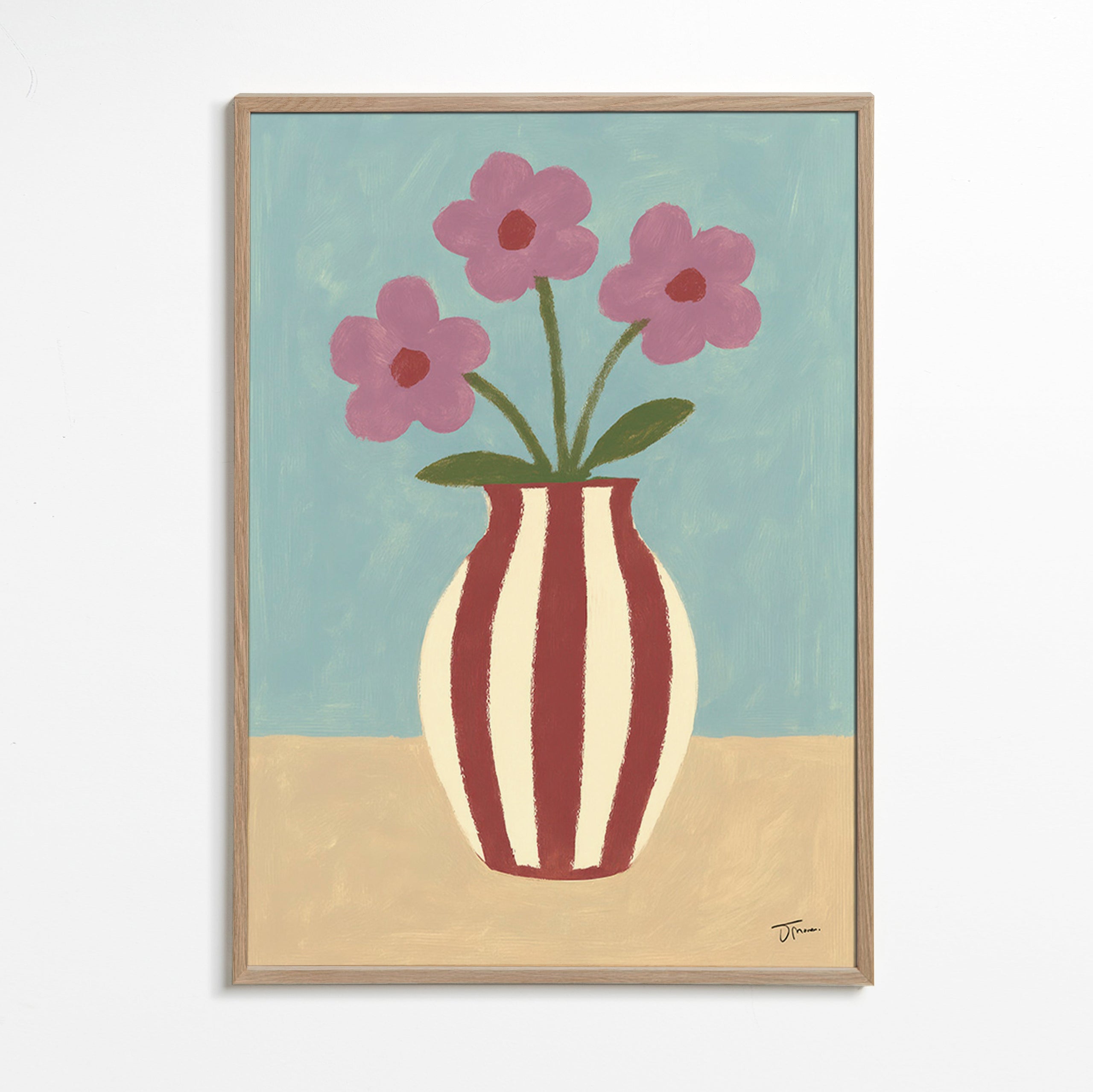 Botanische poster met vaas en bloemen – Oak Frame