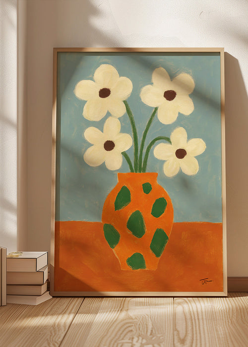 Botanische print: oranje vaas met bloemen – Product1