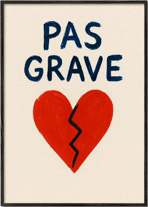 Illustratie gebroken hart met Pas Grave tekst – Black Frame