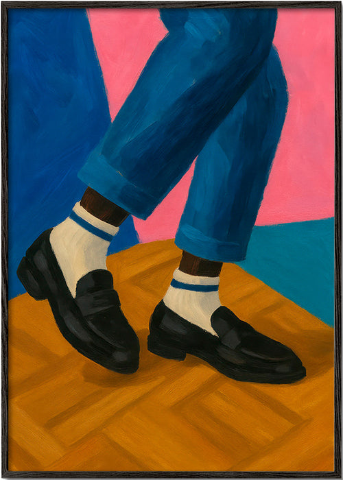 Loafers-illustratie met gestreepte sokken – Black Frame