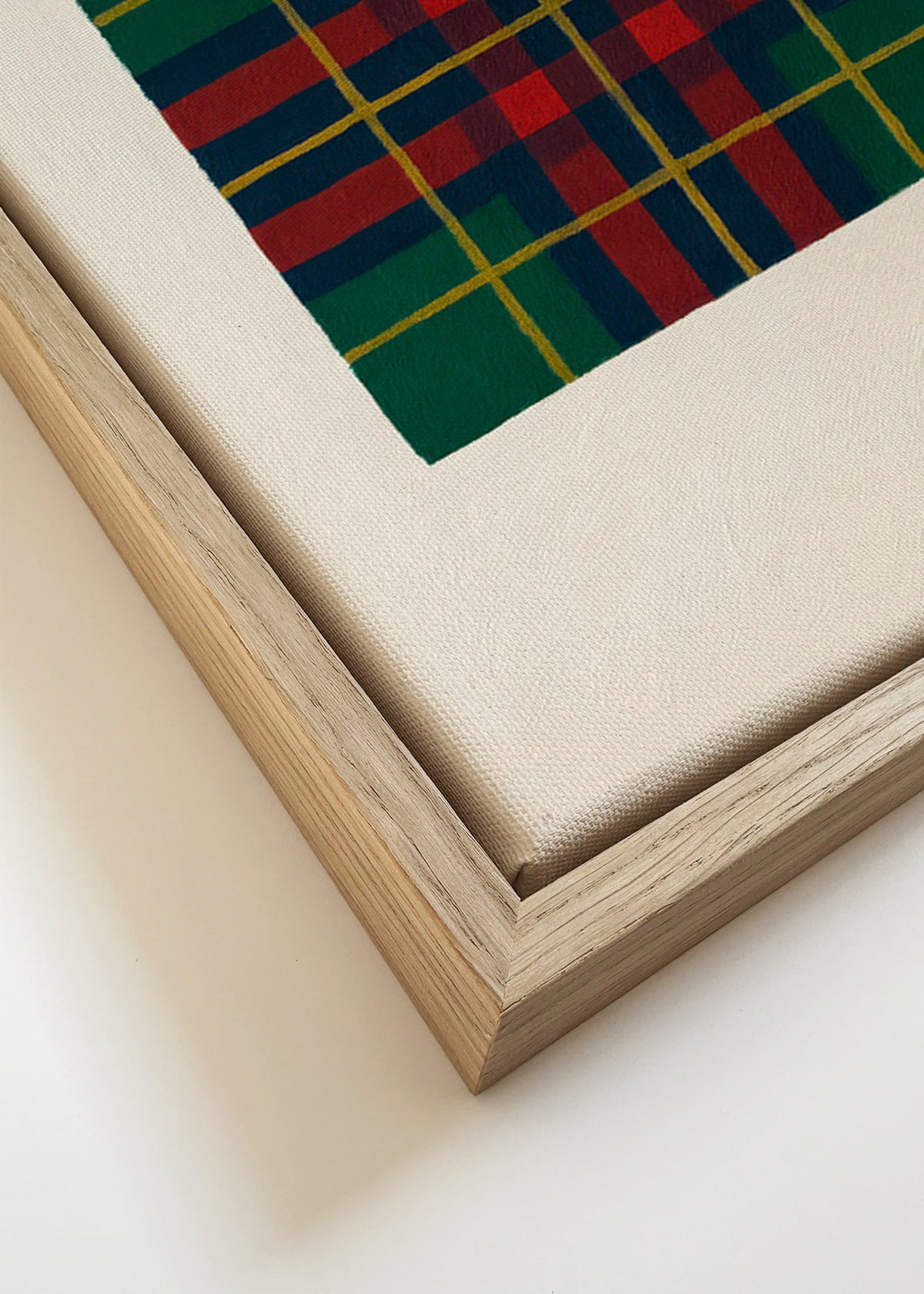 Geometrische print: handgeschilderd tartan vierkant – Canvas detail
