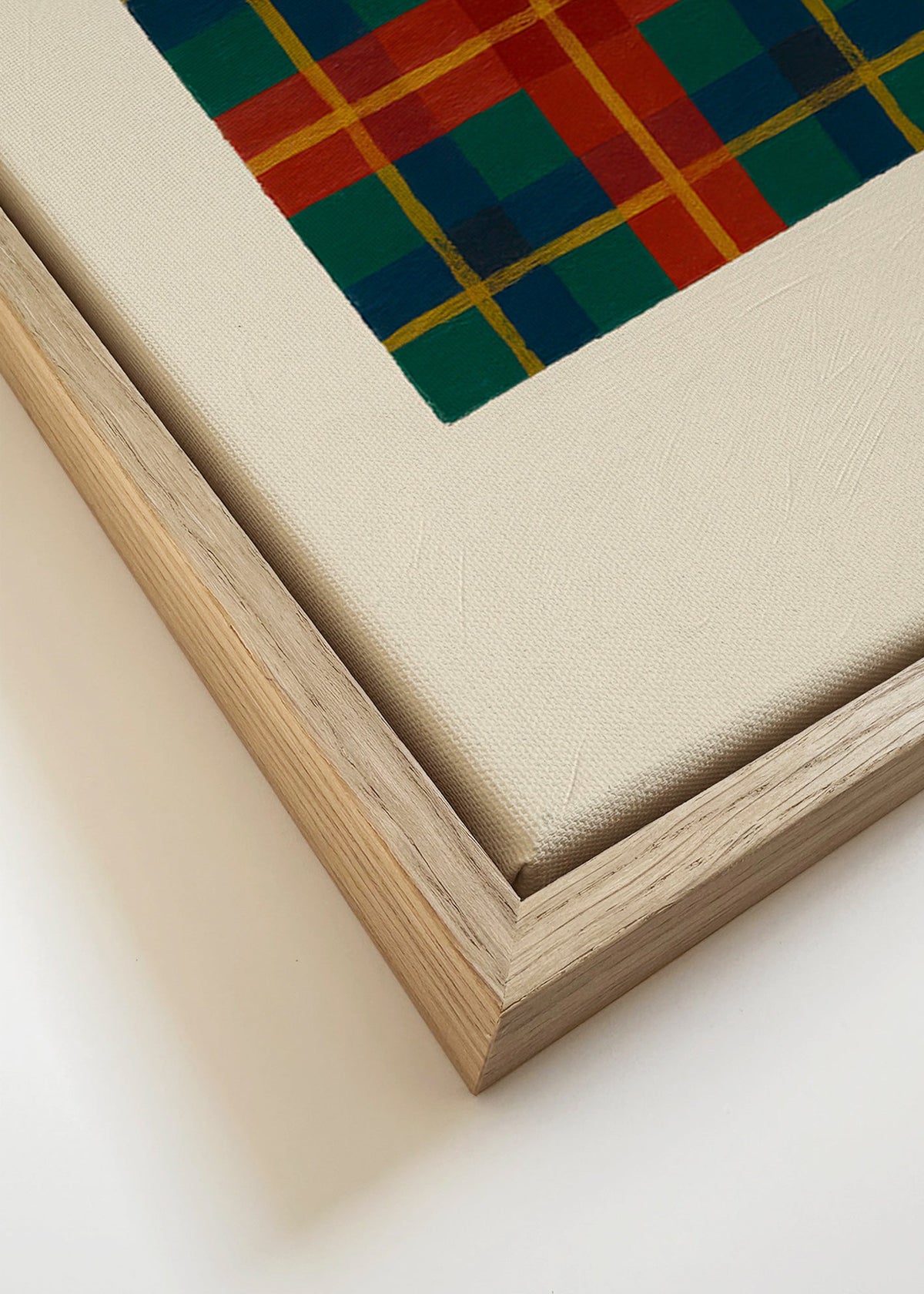 Geometrische poster met tartanmotief – Canvas detail