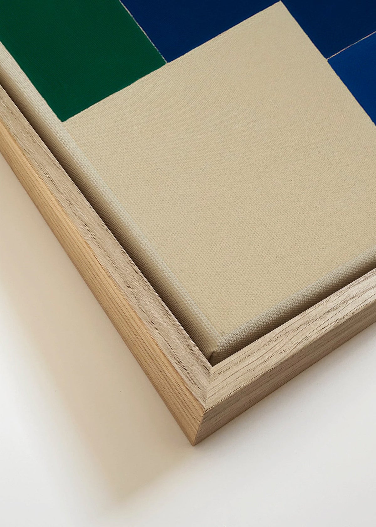 Geometrische poster met blauwe en groene blokken – Canvas detail