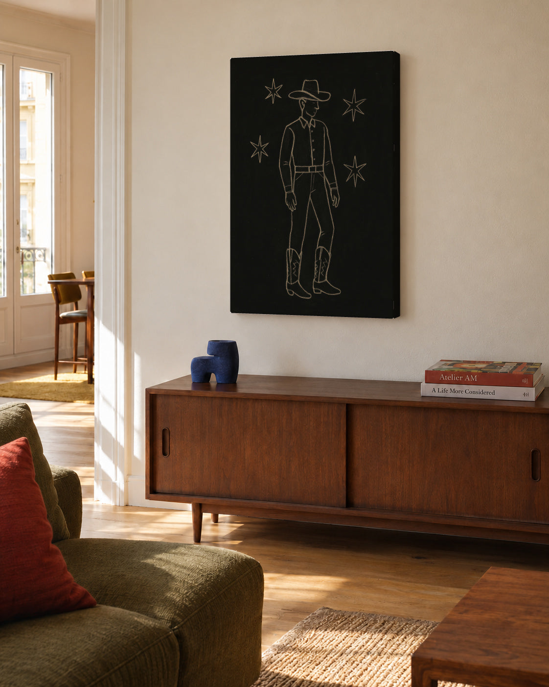 Stardust Cowboy - Unframed canvas in an interior