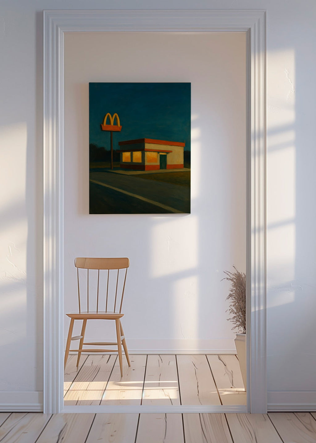 Keuken kunst: nachtelijk diner met herkenbaar bord – Canvas