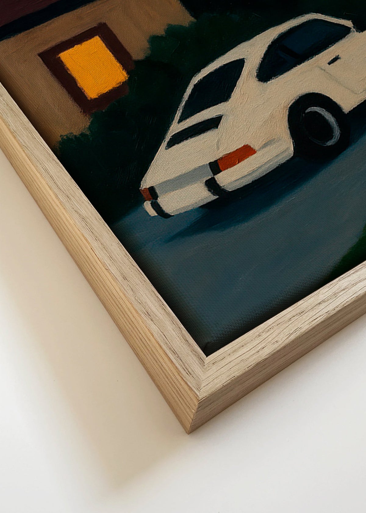 Vintage auto poster tijdens nachtelijke rit – Canvas detail