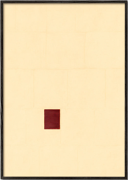Cuadro minimalista con núcleo rojo – Black Frame