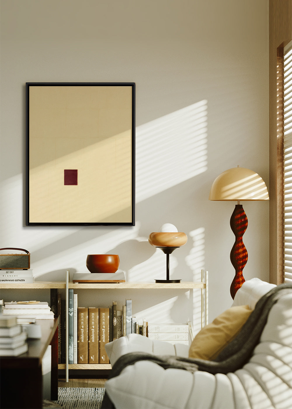 Red Core Minimal - Framed canvas in an interior