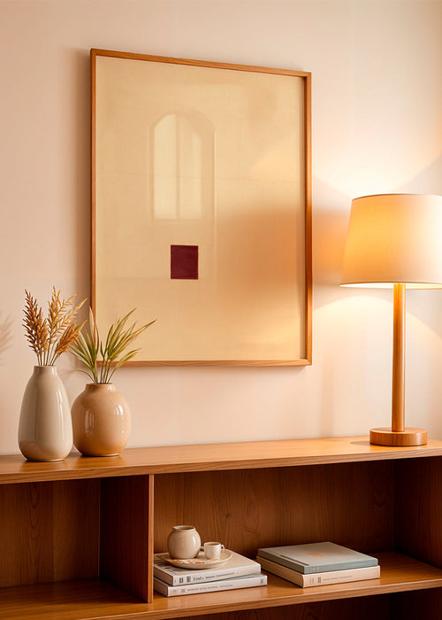 Minimalistisch kunstwerk met rood centrum – Product1