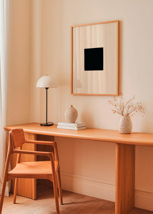 Abstract kunst: zwart vierkant op crème – Product1