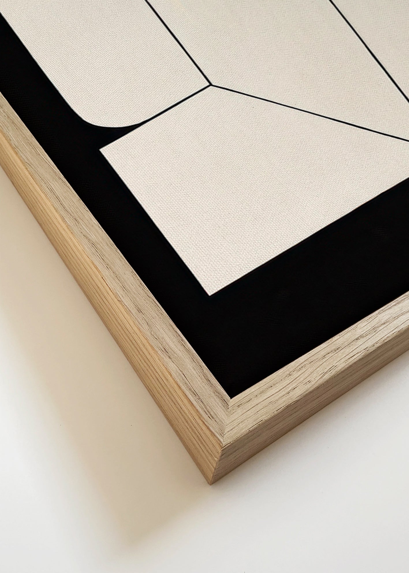 Minimalistisch geometrisch poster crème en zwart – Canvas detail