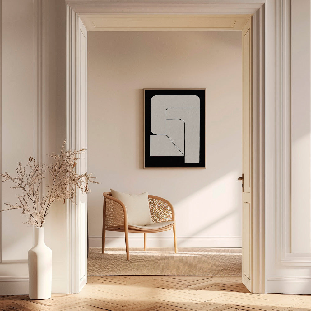 Minimalistisch geometrisch poster crème en zwart – Canvas1