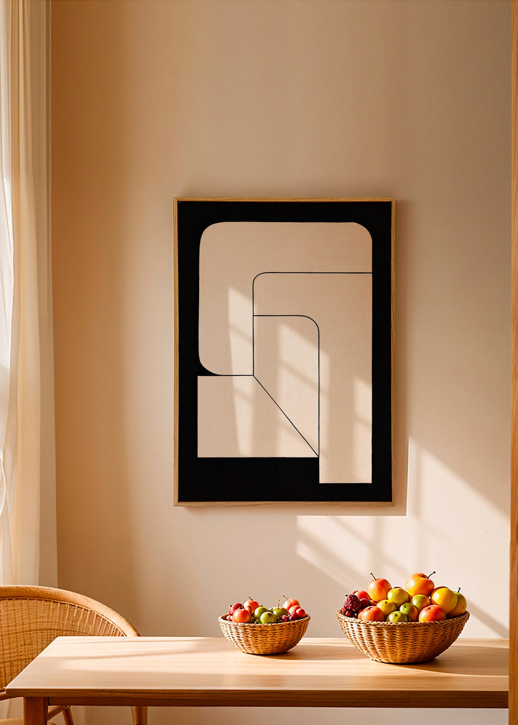 Minimalistisch geometrisch poster crème en zwart – Canvas2