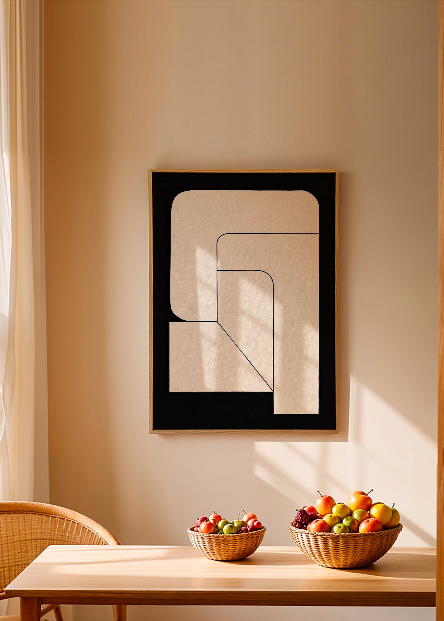 Minimalistisch geometrisch poster crème en zwart – Canvas2