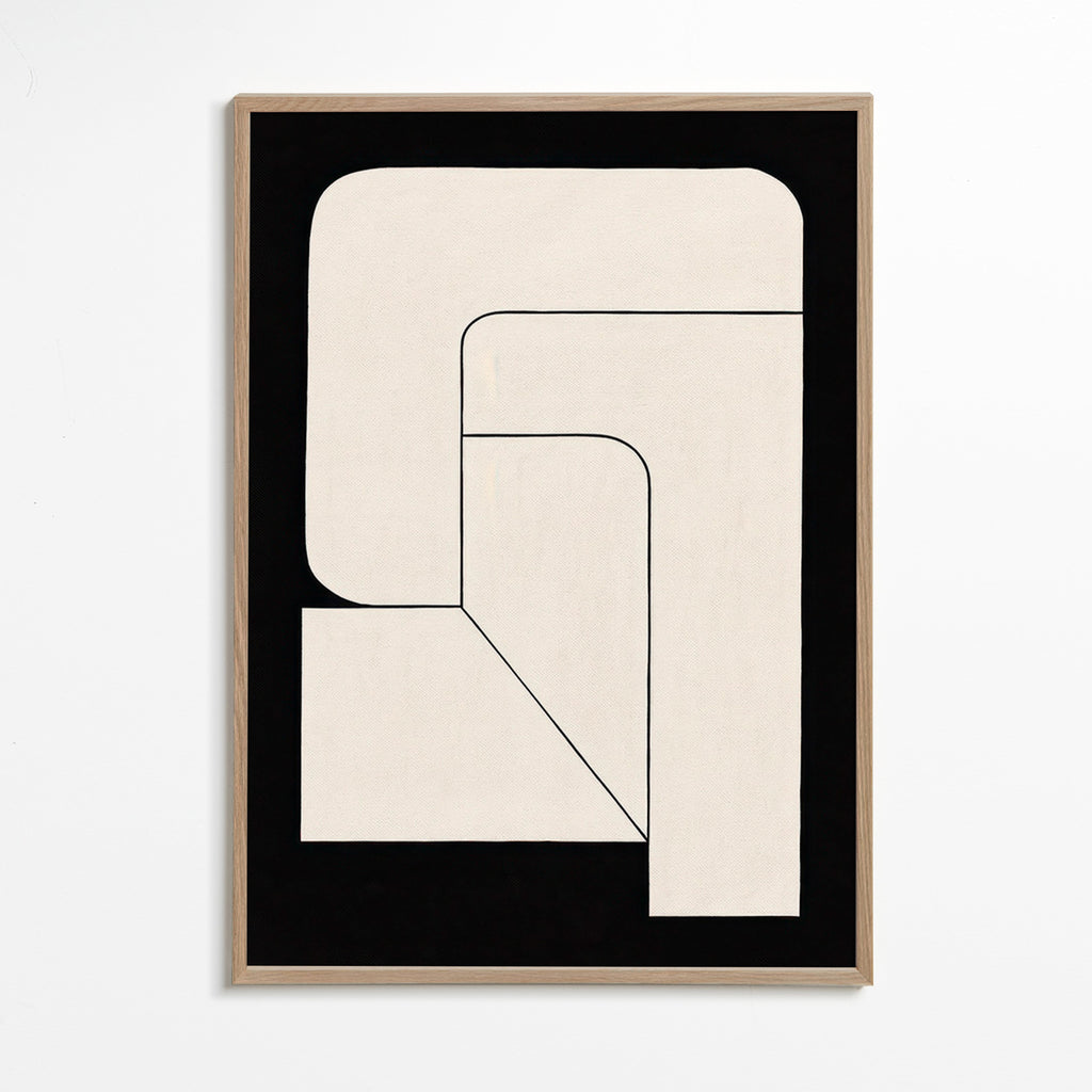 Minimalistisch geometrisch poster crème en zwart – Oak Frame