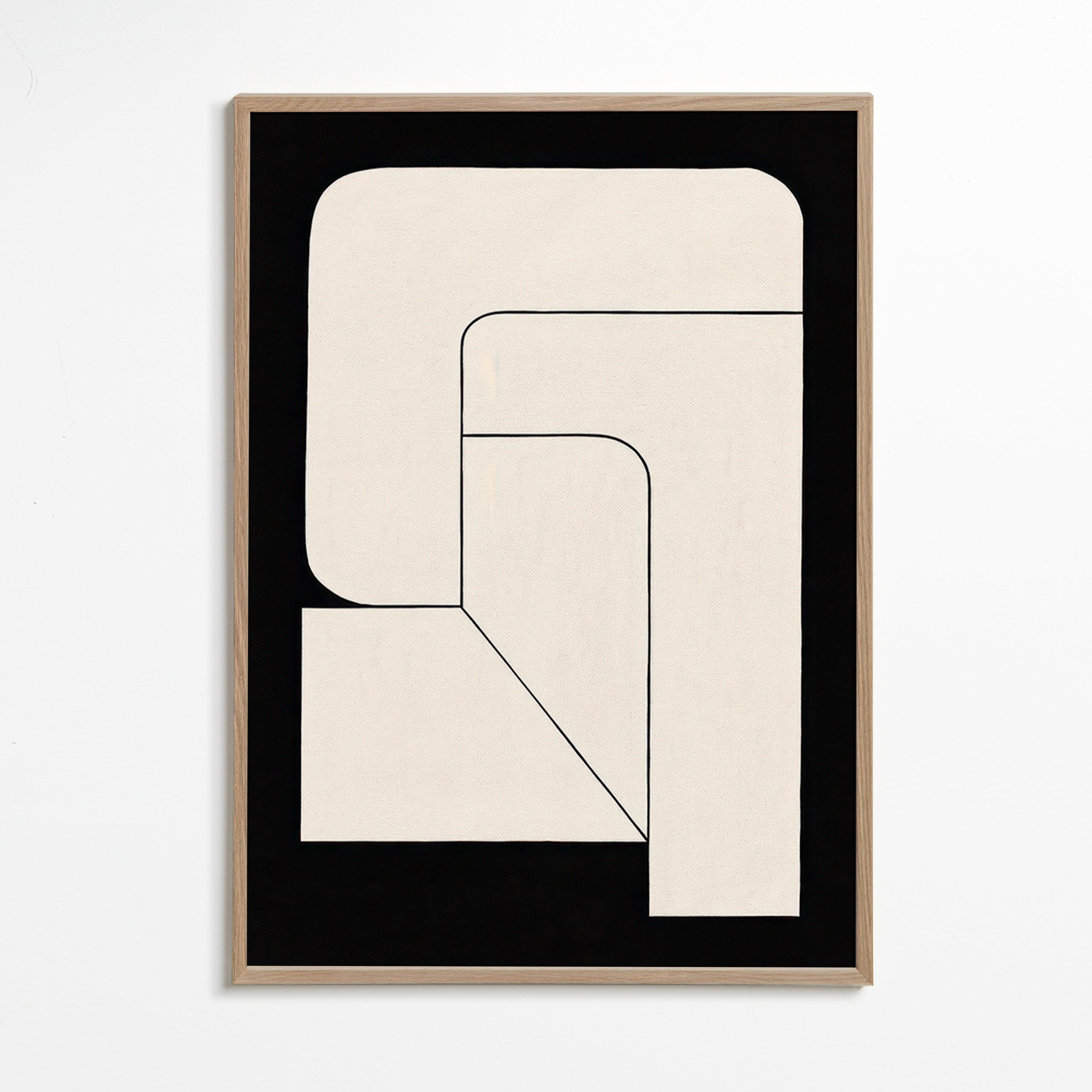 Minimalistisch geometrisch poster crème en zwart – Oak Frame