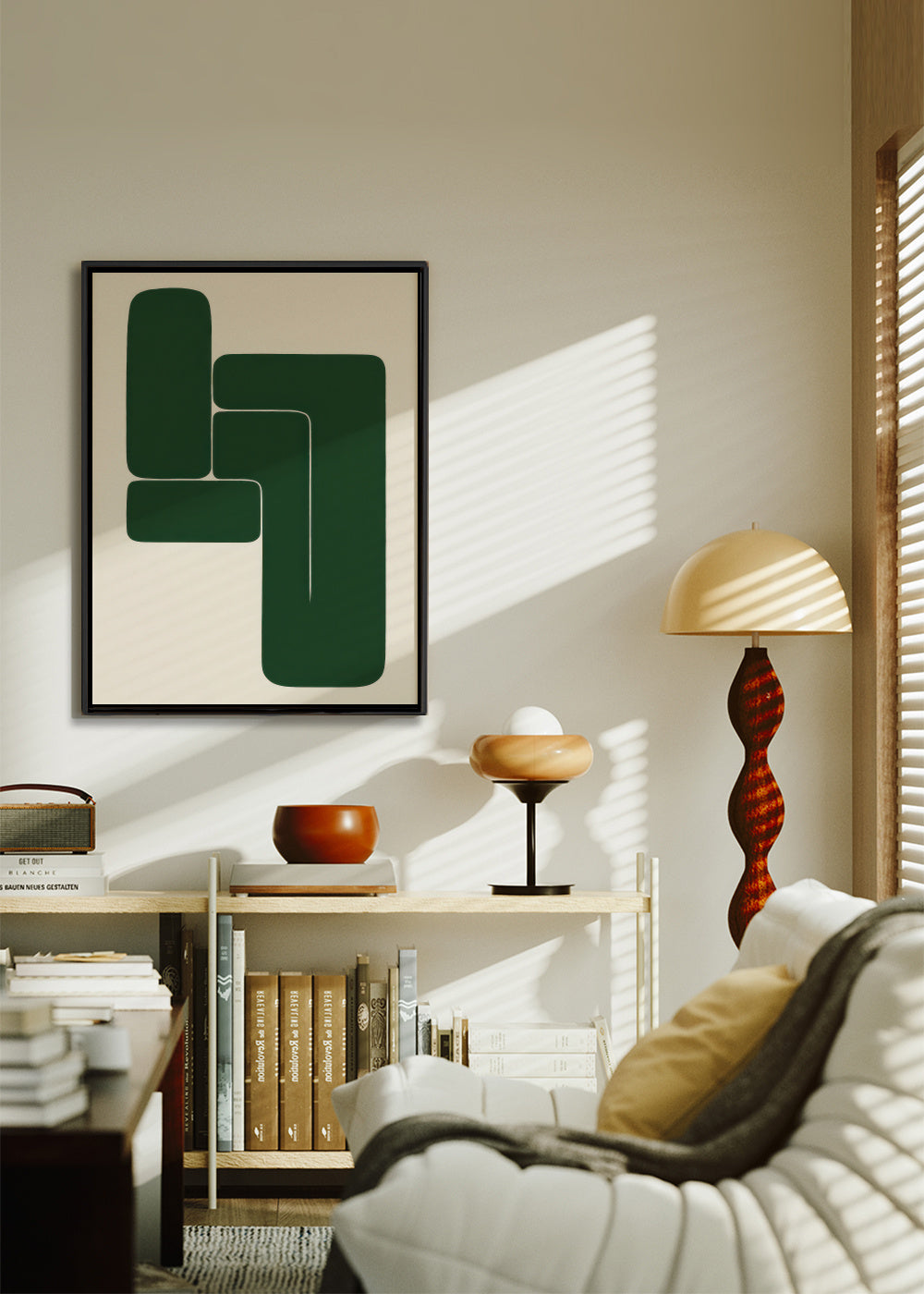 L-Shape Balance IV - Framed canvas in an interior
