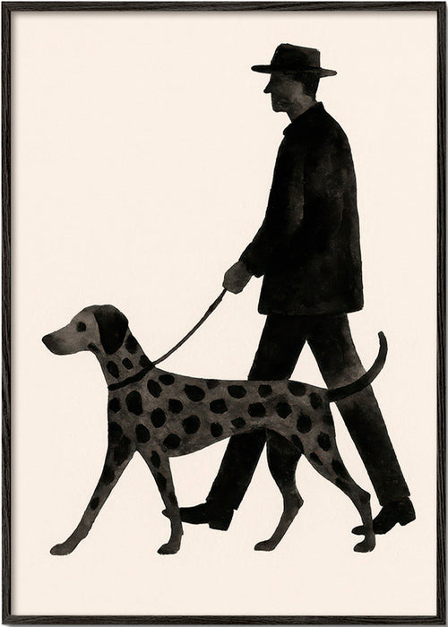 Kunstwerk hond lopend silhouet – Black Frame