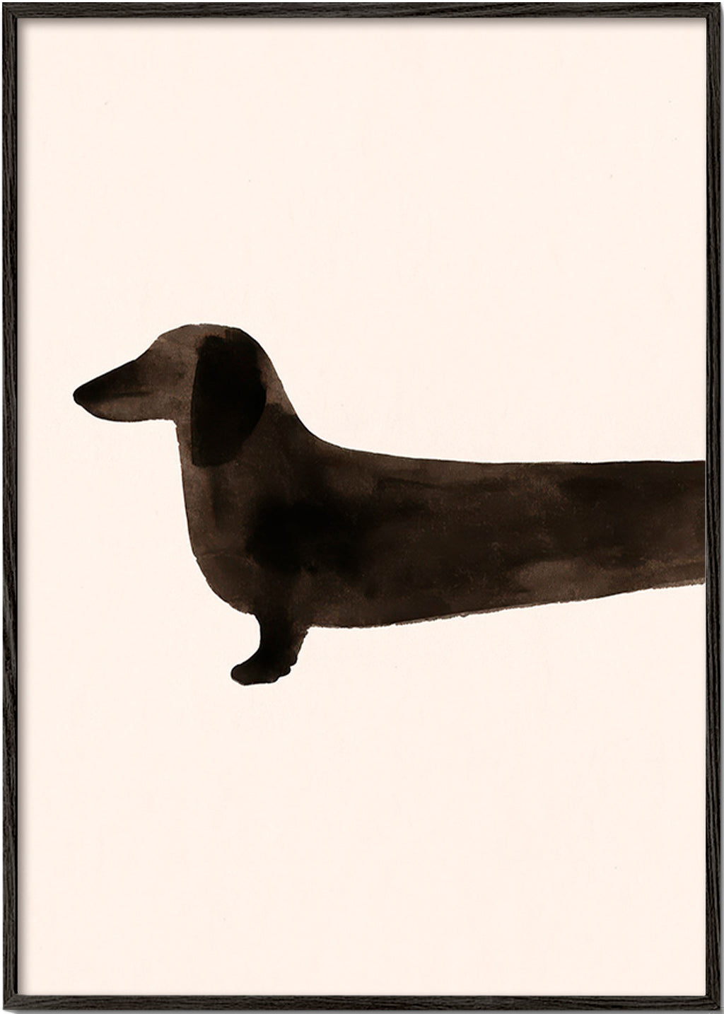 Dierenposter teckel silhouet minimal – Black Frame