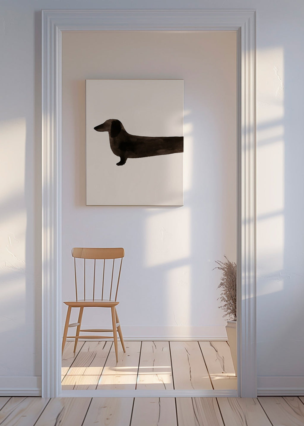Dierenposter teckel silhouet minimal – Canvas